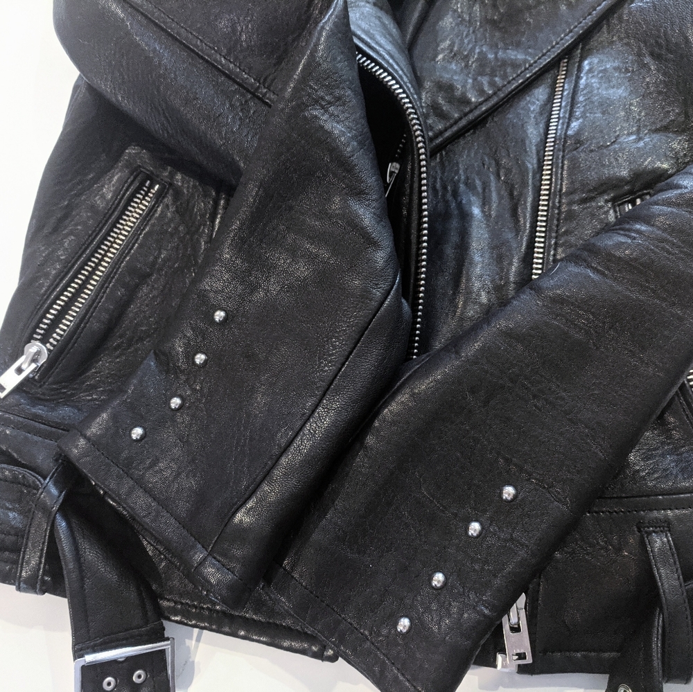 HP!✨$1500+ IRO💌💯Leather Zaki Belt Jacket Black - Picture 5 of 8